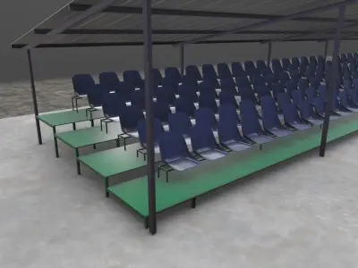 Tribune stadium with seats and roof Low-poly 3D model