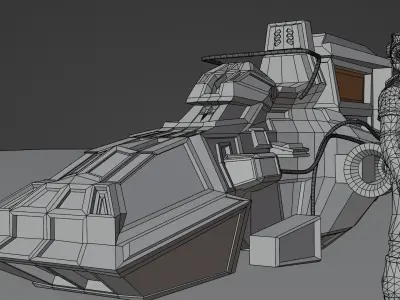 Low poly sci-fi vehicle  and a rigged character for Blender Free 3D model