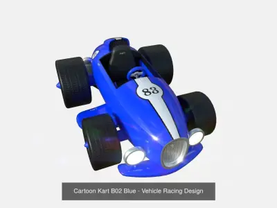 10 Cartoon Karts Blue Collection - Vehicle Racing Design 3D Model Pack