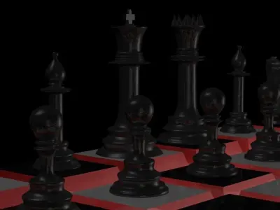 Chess Pieces and Game Board Collection 3D model