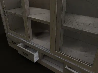 Old Japanese Shelf Low-poly 3D model