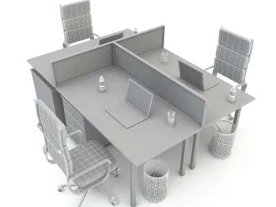 3D office work and meeting table 03 Low-poly 3D model