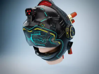 Sci-Fi Helmet 3d Modeling Zbrush Blender Low-poly 3D model