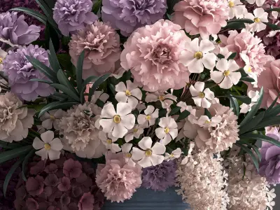 bouquet of flowers in a gift box 3D model