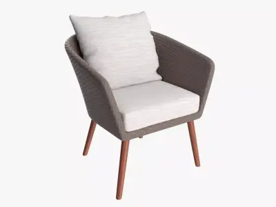  Wicker chair brown with cushions 3D model