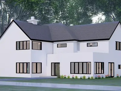 Realistic American House 3D Model Modern Suburban Home 3D model