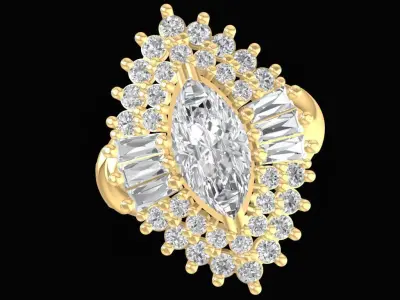 Luxury Marquise Oval Halo Diamond Cocktail Ring for Women  2402 3D print model