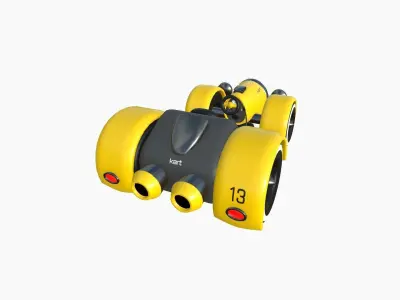 Cartoon Kart E03 Yellow - Vehicle Racing Design Low-poly 3D model