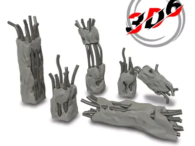 Damaged Concrete Column Metal Armature Scatter Terrain Warhammer Free 3D print model