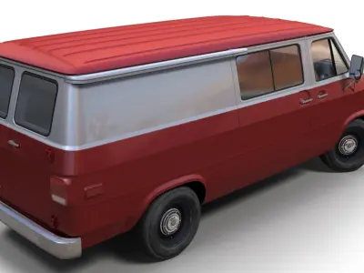 70s industrial van Low-poly 3D model