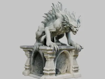 Detailed 3D Model of a Dragon Statue Low-poly 3D model