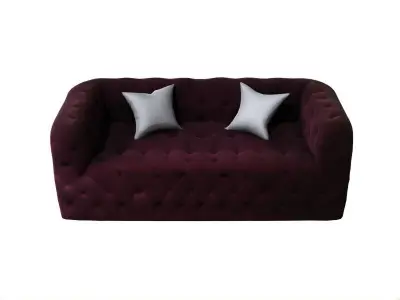 Deep Dark Purple elegant Tufted Sofa Couch Low-poly 3D model