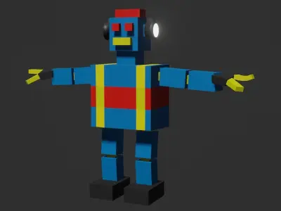 Robot DJ Rigged Character With Animations Low-poly 3D model