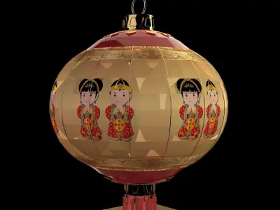 Chinese red lantern 3D model 38
