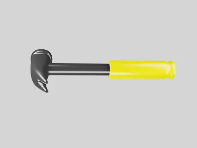 Metal hammer with yellow handle  3D model