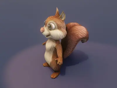 Cartoon Animated Squirrel 30 Animations 3D Model Low-poly 3D model