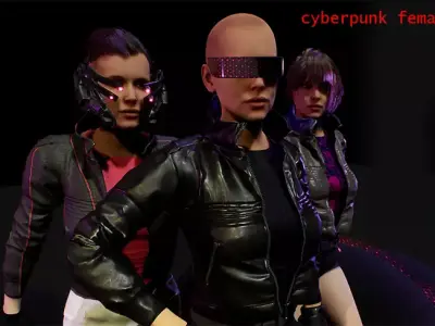 cyberpunk female a1 UNREAL ENGINE 4 22 Low-poly 3D model