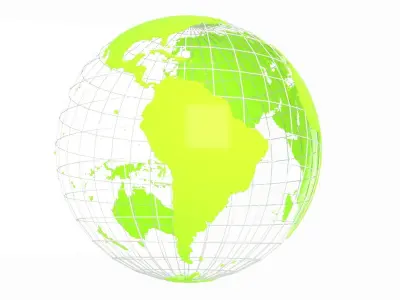 Globe News Skeleton Green Yellow Color 3D model