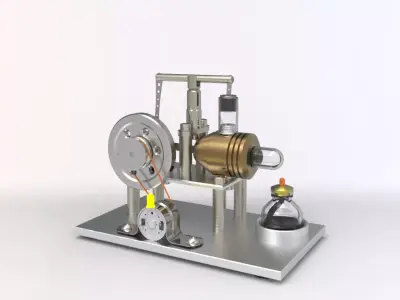 Stirling engine with complete parameters 3D model