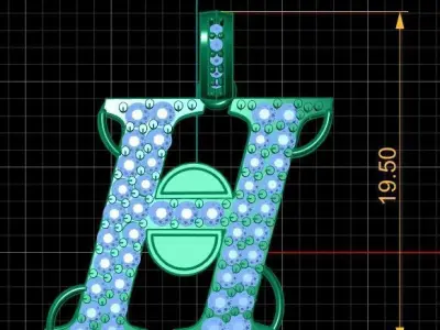 LUXURY ALPHABET H PENDANT 3D PRINTABLE MODEL 3D print model