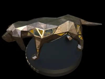 Steampunk Asia Basset Hound Dog  Low-poly 3D model