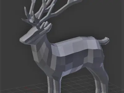 Deer Low-poly 3d Model golden Low-poly 3D model