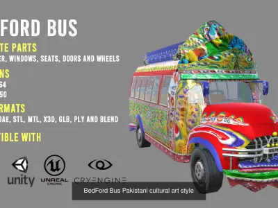 Bedford Buses Lowpoly 3D Model 3D Model Pack