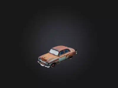 Old Rusty Car Low-poly 3D model get