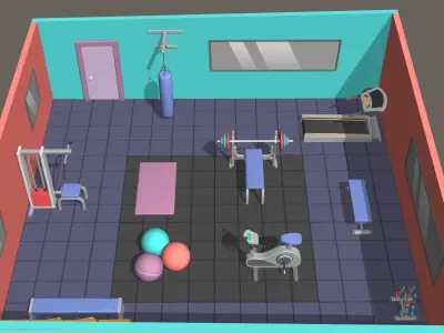 Hyper Casual Gym Low-poly 3D model