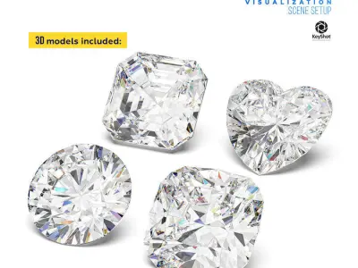 KeyShot Scene Setup For Jewelry Diamonds Renderings 3D model