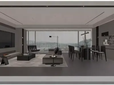 Modern Light Luxury Living Room 3D model