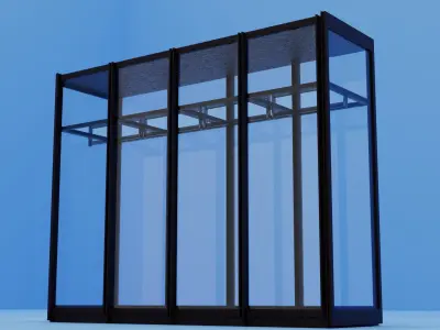Transparent Wardrobe poliform Glass and Wood Low-poly 3D model
