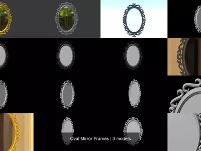 Oval Mirror Frames 3D Model Collection