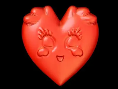 Cute Heart Face Valentines Day Gift 3D print model