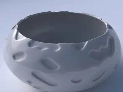Bowl spheric squeezed wide with cavities smooth 3D print model