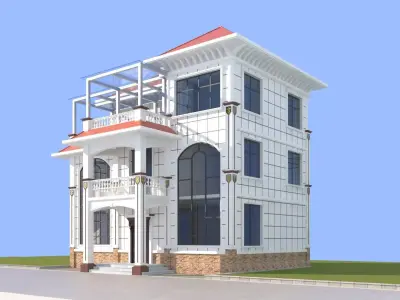 Aesthetic European - Style Villa 3D Model 3D model