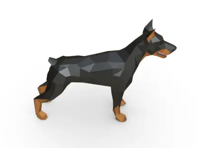 doberman dog low poly 3D print model