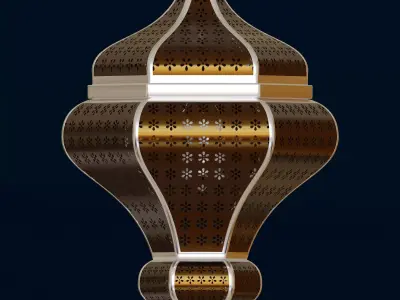 Classic Floral Pierced Moroccan Lamp 3D model