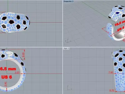 Panther Ring Medium Model Paved 3D print model