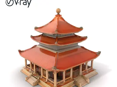 Confucian Temple Architectural Precision Model Pack Low-poly 3D model