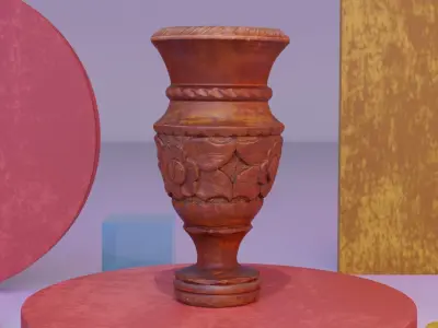 Wood vase low-poly 3D model Low-poly 3D model