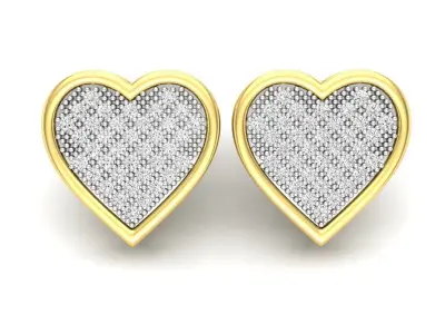 AV 511 Diamond Heart Shape Stud Earrings 3D print model