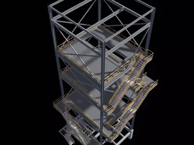 Industrial staircase 25O27 3D model