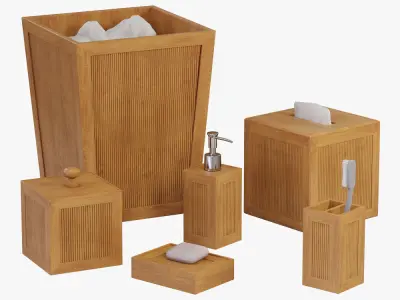 Natural Elements 6 pc Bamboo Bath Accent Set 3D model