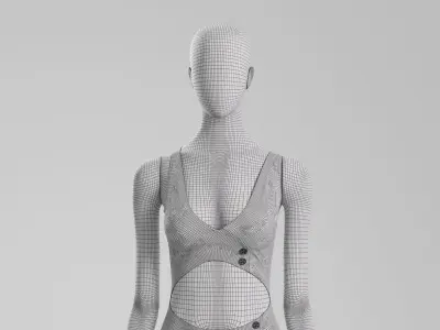 Woman swim Cutout Button-up One-piece 3D model