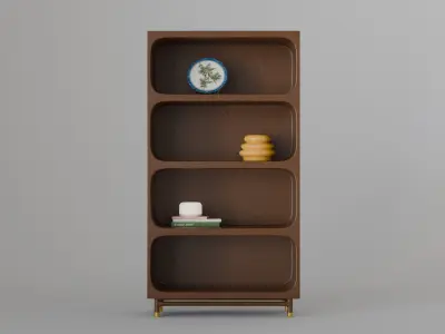 Rounded Wooden Book Shelf 3D model