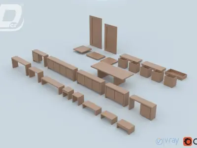 Beela Furniture Set 3D model