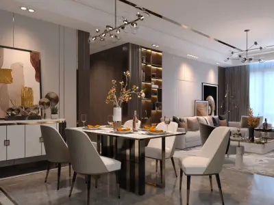 Modern Living Room 3D interior Scene Vray and Corona render 3D model