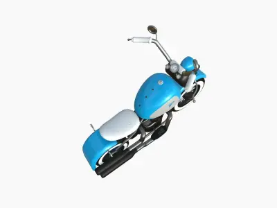 Motorcycle Cartoon A16 Blue White - Custom Vehicle Design Low-poly 3D model
