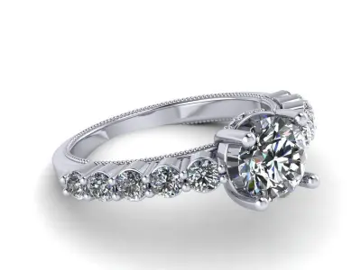 Five Stone Engagement Ring 3D model